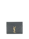 Saint Laurent Monogram Quilted Cardholder In Black