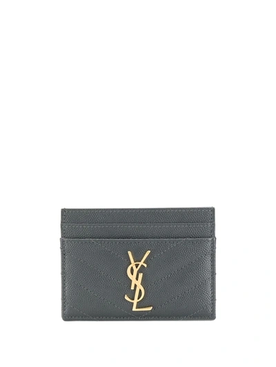 Saint Laurent Monogram Quilted Cardholder In Black