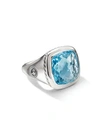 David Yurman Albion Statement Ring With Blue Topaz & Sterling Silver