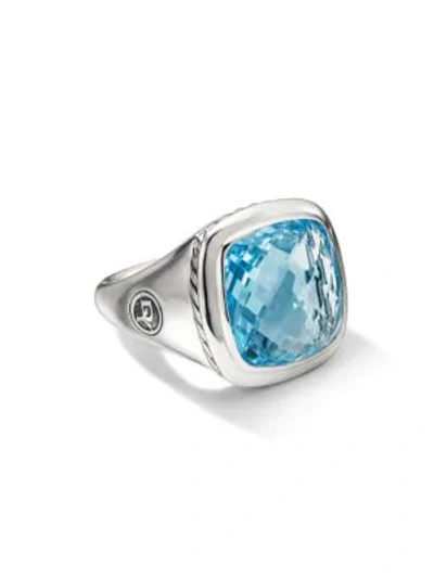 David Yurman Albion Statement Ring With Blue Topaz & Sterling Silver