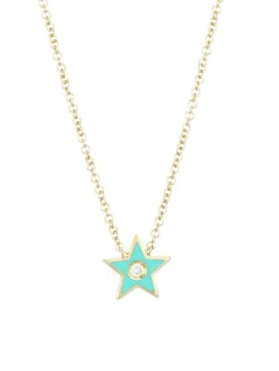 Ef Collection 14k Yellow Gold, Diamond & Enamel Star Pendant Necklace