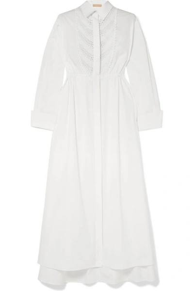 Alaïa Broderie Anglaise Cotton-poplin Shirt Dress In White