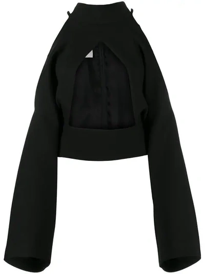 Mm6 Maison Margiela A Shape Wool Blend Knit Top W/ Cut Outs In Black