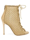 GIANVITO ROSSI Helena Lace-Up Mesh Leather Booties