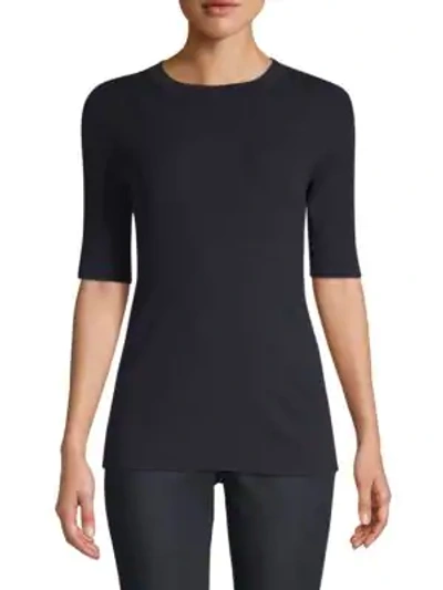 Lafayette 148 Ribbed-knit Sweater In Ink