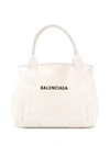 Balenciaga Cabas Xs Aj Leather-trimmed Printed Canvas Tote In Beige