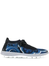 Etro Jacquard Sock Sneakers In Navy Blue