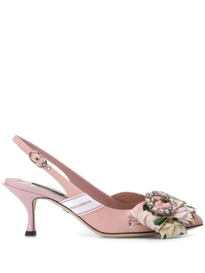 Dolce & Gabbana Sling Back With Lilium Detail In Light Pink