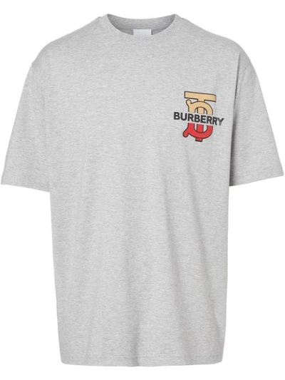 Burberry Monogram Motif Cotton Oversized T-shirt In Grey