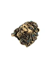 GUCCI LION HEAD RING WITH MULTICOLOR CRYSTALS