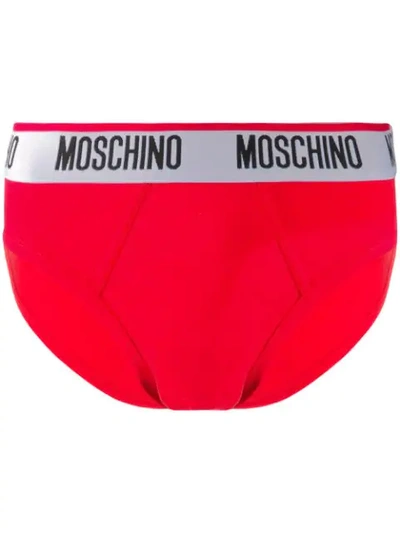 Moschino Logo Waistband Briefs - 红色 In Red