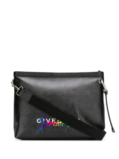 Givenchy Logo Coated Canvas Messenger Bag In Black