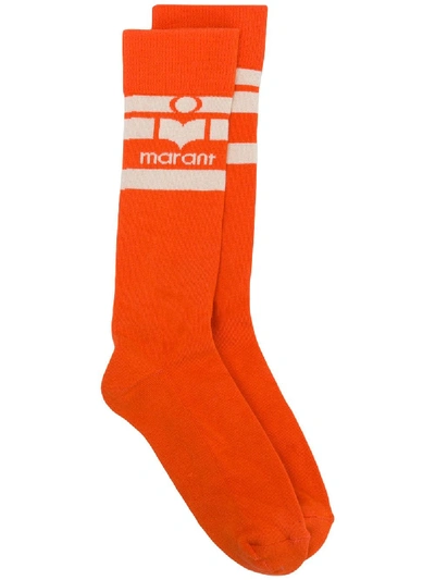 Isabel Marant Étoile Logo Striped Socks - 橘色 In Orange