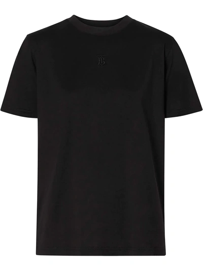 Burberry Monogram Motif Cotton T-shirt In Black,white