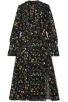 ALTUZARRA LEAGUE RUFFLED FLORAL-PRINT SILK CREPE DE CHINE MIDI DRESS