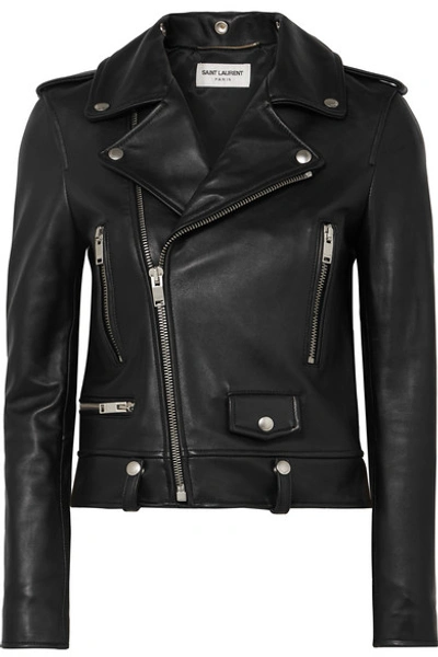 Saint Laurent Black Leather Motorcycle Biker Jacket