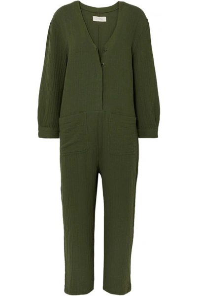 The Great The Union Cotton-gauze Jumpsuit In Green