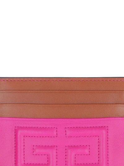 Givenchy Logo Detail Two-tone Leather Card Holder In Cyclamen