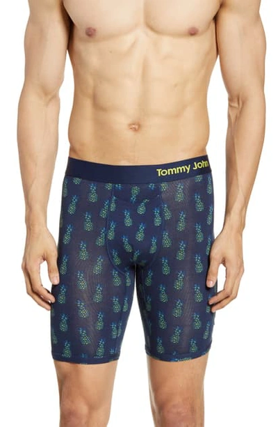 Tommy John Cool Cotton Print Boxer Briefs In Pineapple Print Dress Blues