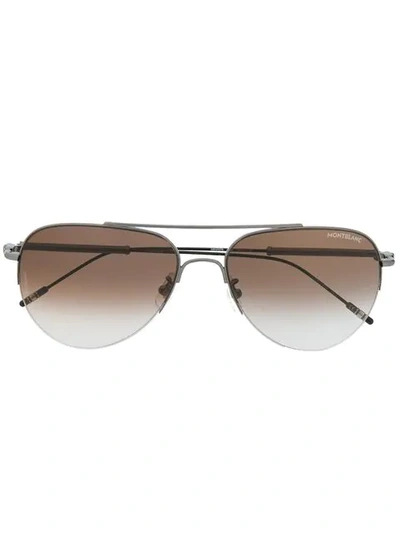 Montblanc Aviator Frame Sunglasses In Metallic