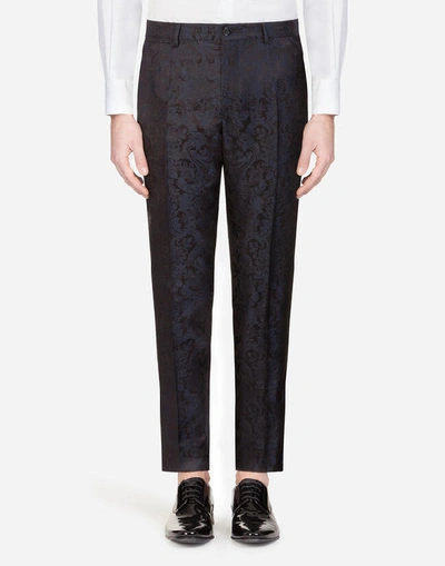 Dolce & Gabbana Silk Jacquard Pants In Black