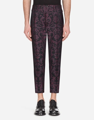 Dolce & Gabbana Jacquard Pants In Burgundy