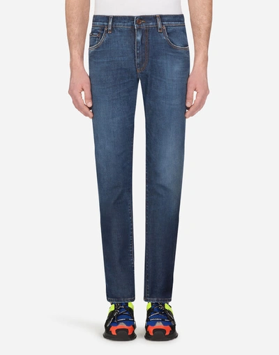 Dolce & Gabbana Blue Wash Slim-fit Stretch Jeans