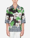 DOLCE & GABBANA LINEN HAWAIIAN SHIRT WITH ORCHID PRINT