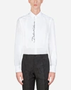 DOLCE & GABBANA COTTON GOLD-FIT TUXEDO SHIRT WITH EMBROIDERY