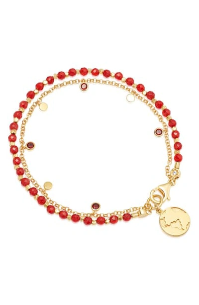 Astley Clarke Red Agate Earth Droplet Red Agate Bracelet In Red Agate/ Yellow Gold