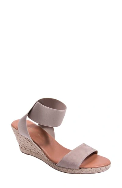 Andre Assous Antonela Ankle Strap Espadrille Wedge Sandal In Taupe Fabric