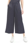 THEORY RAOKA STRIPE WIDE LEG CROP SILK PANTS,J0402222