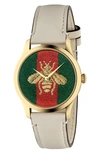 GUCCI G-TIMELESS BEE LEATHER STRAP WATCH, 38MM,YA1264128