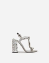 DOLCE & GABBANA MIRRORED CALFSKIN SANDALS WITH EMBROIDERY