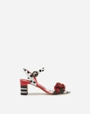 DOLCE & GABBANA PORTOFINO-PRINT PATENT LEATHER SANDALS WITH EMBROIDERY