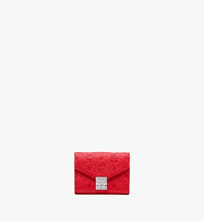 Mcm Patricia Three-fold Wallet In Monogram Leather In Red