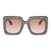 GUCCI GUCCI BLACK CRYSTAL SQUARE SUNGLASSES