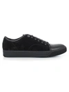 Lanvin Suede And Leather Cap-toe Sneakers In Black