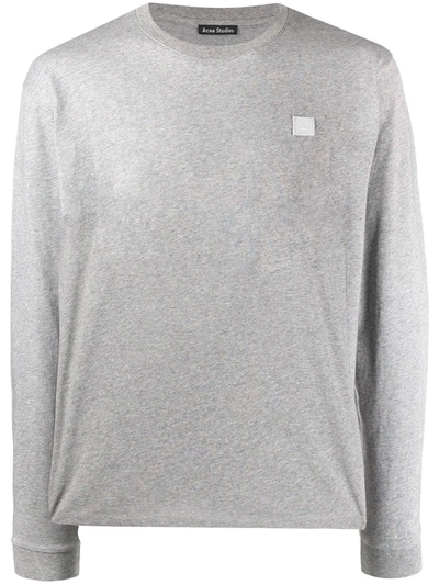 Acne Studios Face Cotton Sweatshirt In Light Grey Melange