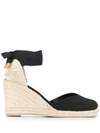 Castaã±er 60mm Carina Canvas Espadrille Wedges In Cream