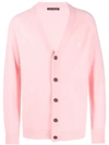 Acne Studios Keve Face Patch Wool Cardigan In Pink