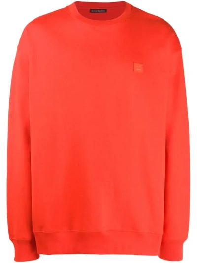Acne Studios Face Patch Long-sleeved T-shirt In Red