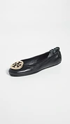 Tory Burch Claire Leather Ballet Flats In Perfect Black/gold