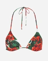 DOLCE & GABBANA PORTOFINO-PRINT TRIANGLE BIKINI TOP