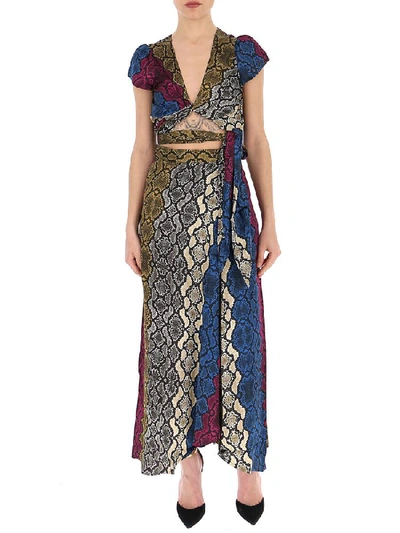 Andamane Mixed Print Wrap Dress In Multi