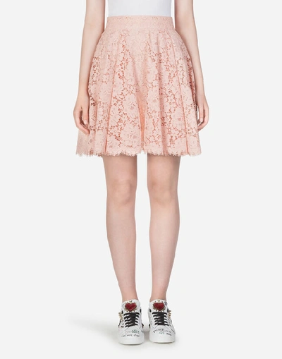 Dolce & Gabbana Short Cordonetto Lace Skirt In Pink