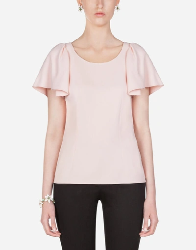 Dolce & Gabbana Short-sleeved Cady Top In Pink