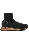 Ferragamo Gardena Stretch-knit Sneakers In Black