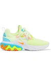 NIKE REACT PRESTO NEON SUEDE AND RUBBER-TRIMMED MESH SNEAKERS