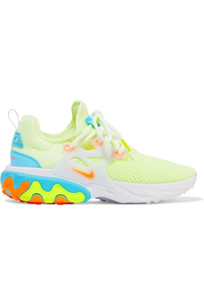 Nike React Presto Neon Suede And Rubber-trimmed Mesh Sneakers In Yellow
